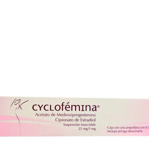 CYCLOFEMINA 25MG/5MG CX1AMP 5ML+JERINGA