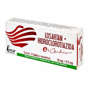 LOSARTAN+HIDROCLOROTIAZIDA 50/12.5MG CX15 TB(LABORATORIOS ECAR)