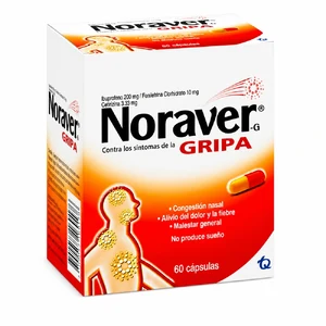 NORAVER-G GRIPA CX60 CAP (IBUPROFENO 200MG+FENILEFRINA 10MG+CETIRIZINA 3.33MG)(TECNOQUIMICAS)