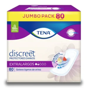 PROTECTORES TENA DISCREET LARGOS CON ALAS CX80UND(PRODUCTOS FAMILIA)