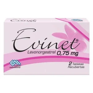 EVINET 0.75 MCG CX2 TB (LEVONORGESTREL) (COLMED)