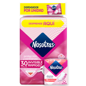 TOALLA HIGIENICA INVISIBLE RAPIGEL PQX30+15 PROTECTORES MULTIESTILO (PRODUCTOS FAMILIA)