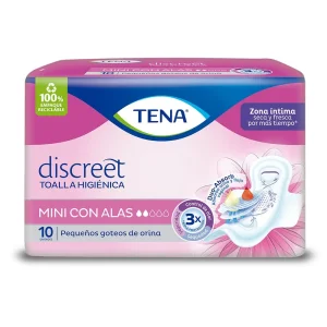 TOALLA TENA DISCREET CON ALAS MINI PQX10UND(PRODUCTOS FAMILIA)