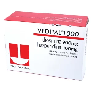 VEDIPAL 1000 CX30 COMPRIMIDOS RECUBIERTAS (DIOSMINA 900MG + HESPERIDINA 100MG)(TECNOFARMA)