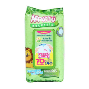 ARRURRU TOALLITAS HUMEDAS EXTRA ACOLCHAD. ALOE VERA & MANZANILLA PRACTI CORTE - PQTE x 70 UND