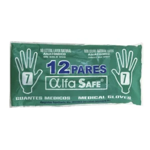 GUANTE MEDICO LATEX ALFA SAFE TALLA 7 - BOLSA x 12 PARES