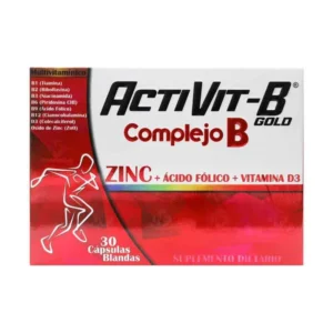 ACTIVIT - B GOLD CON COMPLEJO B + ZINC + ACIDO FOLICO + VIT D3 - CAJA x 30 CAP BLANDAS