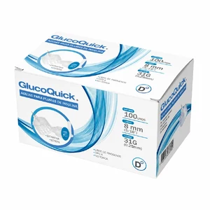 AGUJAS PARA PLUMAS DE INSULINA - GLUCOQUICK 8MM x 31G CAJA x 100 UND - AZUL