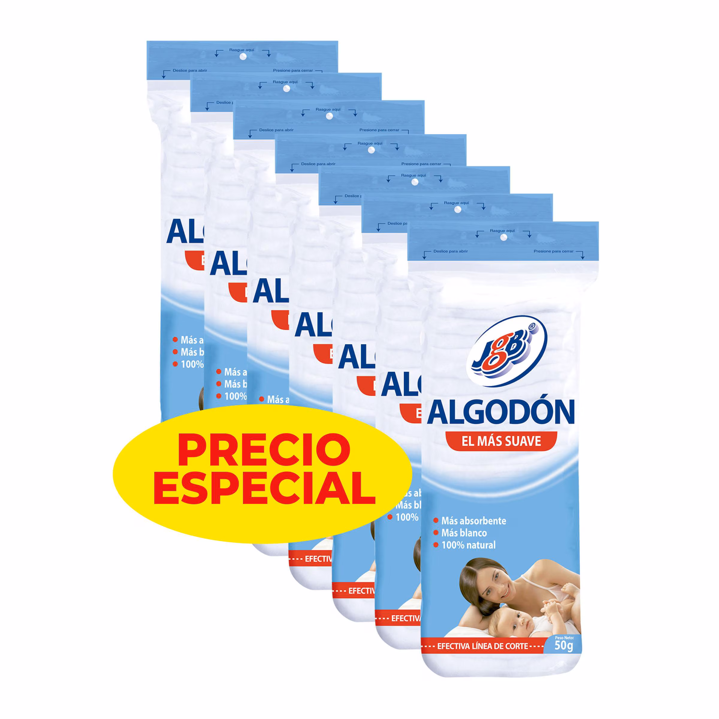 ALGODON ZIG ZAG JGB x 50 GR (PAG 5 LLEV 7) - OFERTA ESPECIAL