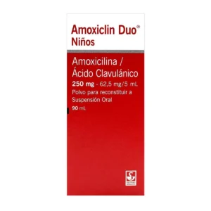 AMOXICLIN DUO NIÑOS 250 MG/62.5 MG/5 ML POLVO PARA RECONST A SUSP ORAL - FCO x 90 ML