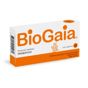 BIOGAIA PROTECTIS CON VITAMINA D - CAJA x 30 TAB MASTI. SABOR NARANJA