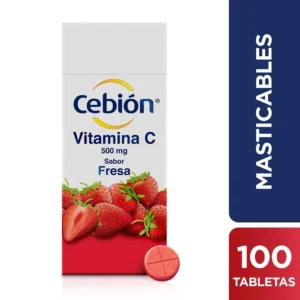 CEBION 500 MG - CAJA x 100 TAB MASTICABLES SABOR FRESA