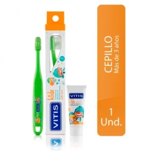 CEPILLO DE DIENTES VITIS KIDS + GEL DENTRIFICO 8 ML +3 AÑOS