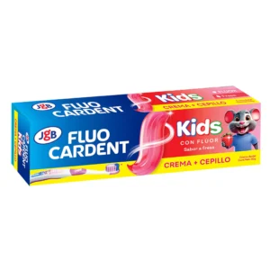 CREMA DENTAL FLUOCARDENT KIDS + CEPILLO CON FLUOR JGB - TUBO x 50 G SABOR FRESA RICURA