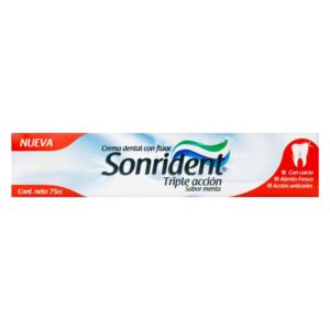 CREMA DENTAL SONRIDENT TRIPLE ACCION - TUBO x 75 CC - SABOR MENTA