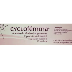 CYCLOFEMINA 25 MG/5 MG SLN INY - CAJA x 1 AMP x 0.5 ML + JERINGA