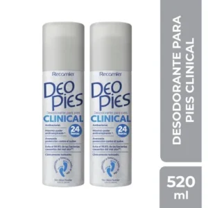 DESODORANTE PARA PIES DEO PIES DUO CLINICAL AEROSOL - 2 FCOS x 520 ML - PRECIO ESPECIAL