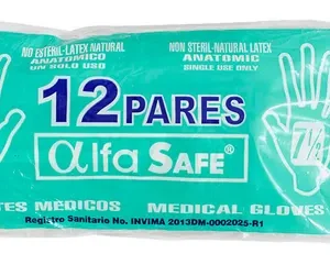 GUANTE MEDICO LATEX ALFA SAFE TALLA 7 1/2 - CAJA x 12 PARES