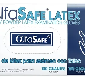 GUANTE EXAMEN LATEX ALFA SAFE TALLA S - CAJA x 100 UND