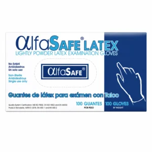 GUANTE EXAMEN LATEX ALFA SAFE TALLA S - CAJA x 100 UND
