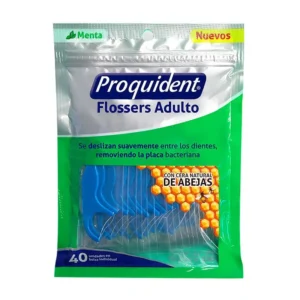 FLOSSERS ADULTO PROQUIDENT - PQTE x 40 UND EN BOLSA INDIVIDUAL - SABOR MENTA