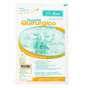 GUANTE CIRUGIA ESTERIL LATEX SIN TALCO ALFA SAFE TALLA 7 - SOBRE x PAR