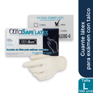 GUANTE EXAMEN LATEX ALFA SAFE TALLA L - CAJA x 100 UND
