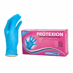 GUANTE EXAMEN PROTEXION NITRILO TALLA L AZUL - CAJA x 100 UNID
