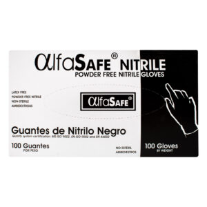 GUANTE NITRILO NEGRO TALLA M - CAJA x 100 UND - ALFASAFE