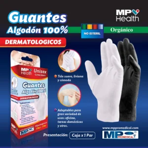 GUANTES DE ALGODON HIPOALERGENICOS DERMATOLOGICOS UNISEX - CAJA x 1 PAR - TALLA L