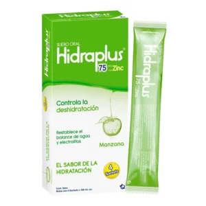 HIDRAPLUS 75 MEQ + ZINC SLN ORAL - CAJA x 4 SACHETS x 100 ML C/U (400 ML) SABOR MANZANA