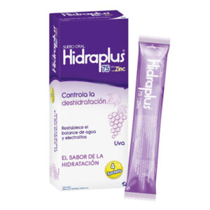 HIDRAPLUS 75 MEQ + ZINC SLN ORAL - CAJA x 4 SACHETS x 100 ML C/U (400 ML) SABOR UVA