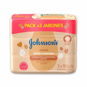 JABON CREMOSO J&J BABY AVENA - PREPACK x 3 BARRAS x 110 GR C/U - OFERTA ESPECIAL