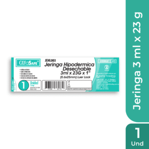 JERINGA LUER LOCK ALFA SAFE 3 ML C/A 23G x 1 - BLISTER x 1 UND