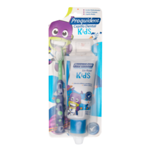 KIT PERSONAL JUNIOR PLUS PROQUIDENT - ESTUCHE x 1 UNIDAD CON (CEPILLO DENTAL+SEDA DENTAL+CREMA DENTAL) MENTA