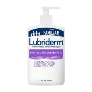 LUBRIDERM PROTECCION SOLAR FPS 15 CON VALVULA DISP. - FCO x 946 ML (MORADO) - TAMAÑO FAMILIAR