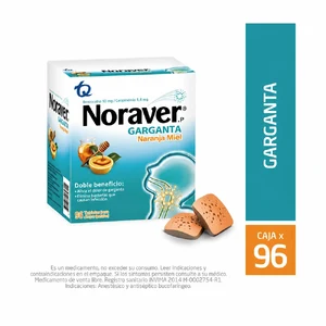 NORAVER GARGANTA PASTILLA NARANJA/MIEL - CAJA x 96 TAB