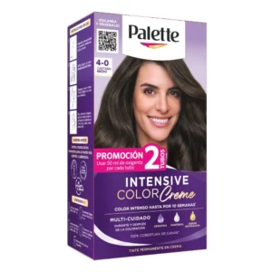 PALETTE 4-0 CASTAÑO MEDIO INTENSIVE COLOR CREAM EXTRA CUIDADO - TUBO x 50 GR + 2 LOCIONES REVELADORAS + GUANTES
