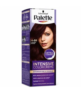 PALETTE 4-88 CASTAÑO ROJIZO INTENSIVE COLOR CREAM EXTRA CUIDADO - TUBO x 50 GR + 2 LOCIONES REVELADORAS + GUANTES