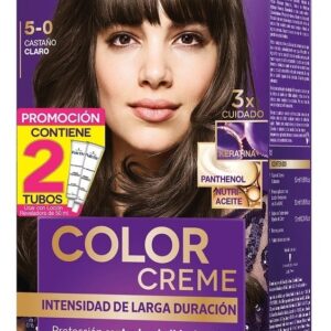 PALETTE 5-0 CASTAÑO CLARO INTENSIVE COLOR CREAM EXTRA CUIDADO - TUBO x 50 GR + 2 LOCIONES REVELADORAS + GUANTES