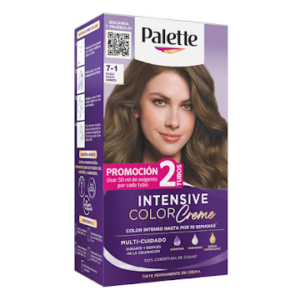 PALETTE 7-1 RUBIO MEDIO CENIZO INTENSIVE COLOR CREAM - TUBO x 50 GR + 2 LOCIONES REVELADORAS