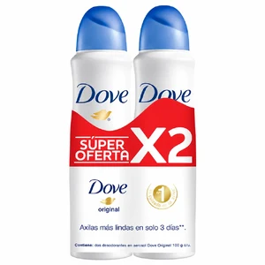 PREPACK DESOD/ANTITRANS. DOVE ORIGINAL AEROSOL - PAQUETE x 2 FCOS x 150 ML C/U
