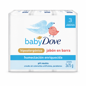 PREPACK JABON DOVE BABY HUMECTACION SENSIBLE - PAQUETE x 3 BARRAS x 75 GR C/U