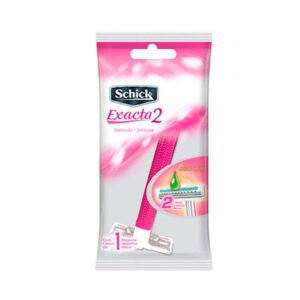 SCHICK EXACTA 2 MAQUINA ROSADA DOBLE HOJA PIEL DELICADA - BLITER x 1 UND