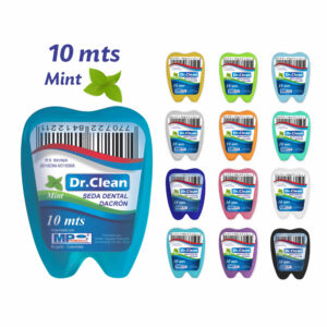SEDA DENTAL DACRON DR. CLEAN - PQT x 12 UNID x 10 MTS C/U - SABOR MENTA