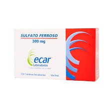 SULFATO FERROSO 300 MG - CAJA x 250 TAB RECU