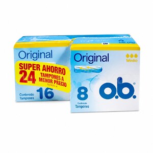 TAMPON OB ORIGINAL MEDIO - CAJA x 16 UND + CAJA x 8 UND - PREPACK - ESPECIAL