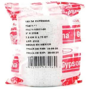 VENDA DE YESO GYPSONA 3` x 3 YDA (7.5 CM x 2.75 MT) - BOLSA x 1 UND