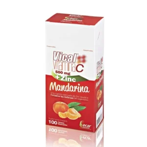 VICAL VIT C + ZINC 500 MG - CAJA x 100 TAB. MASTIC. - SABOR MANDARINA