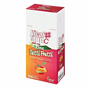 VICAL VIT C + ZINC 500 MG - CAJA x 100 TAB. MASTIC. - SABOR TUTTI FRUTI